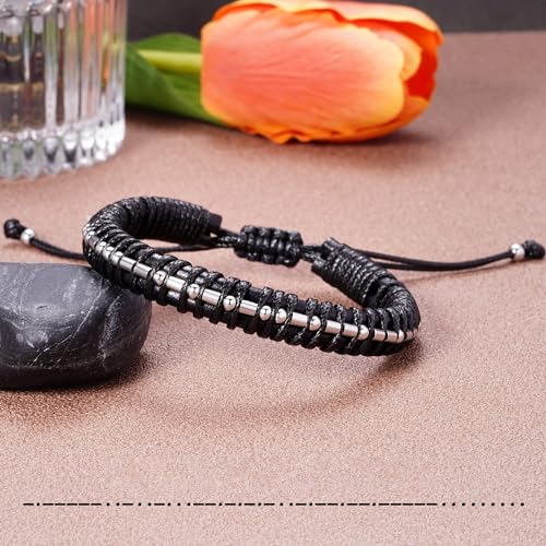 Image of Btysun Fathers Day Gift, Gifts for Men Morse Code Bracelets for Men 2026 Graduation Gifts Mens Bracelet for Him Boyfriend Husband Leather Bracelet Motivational Birthday Jewelry Stocking Stuffers