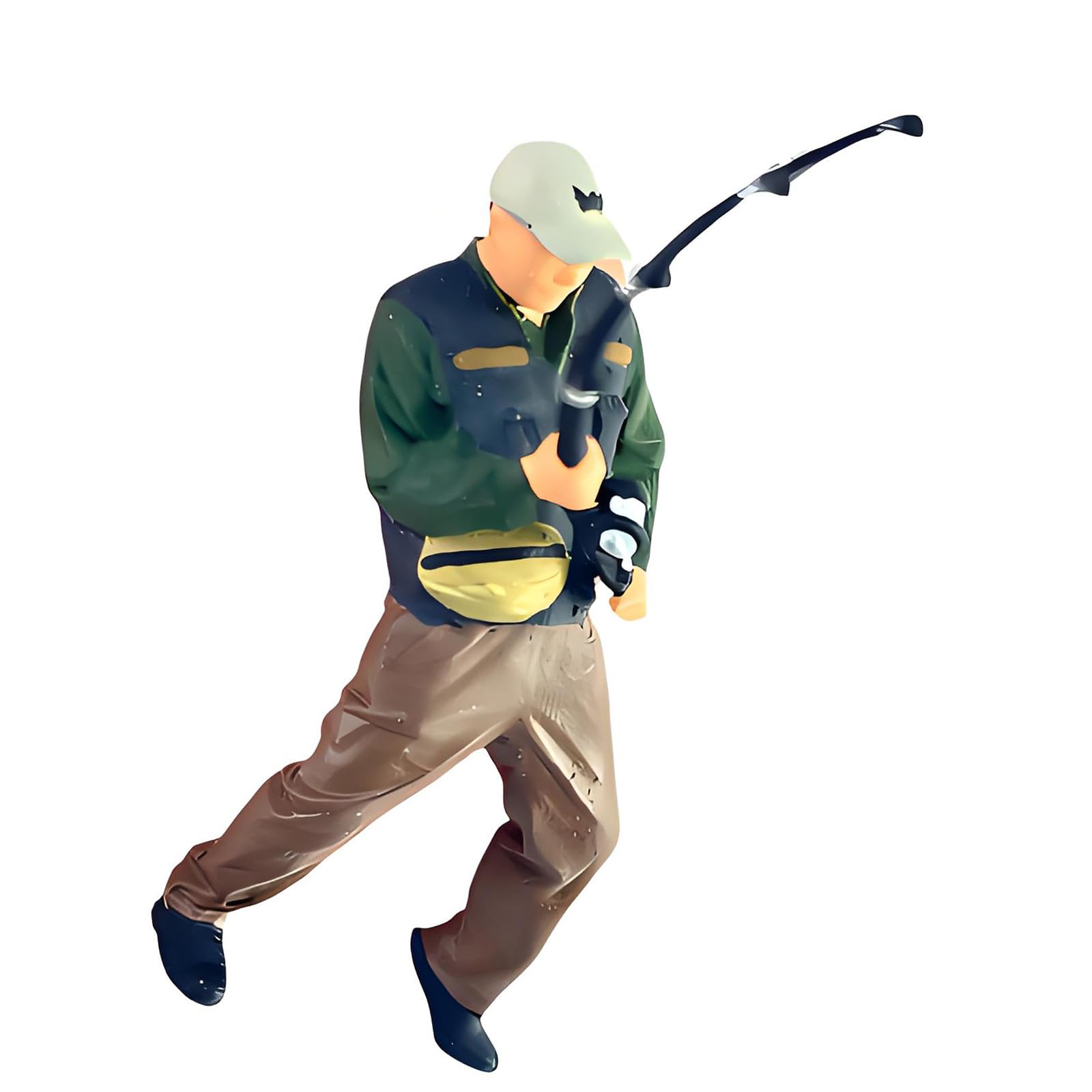 Vdaxvme Tiny Fishing Sport Resin Collectible with Realistic Particulars 1/64 Scale Fishing Figure Suitable for Display & Photography Miniature Fisherman Figurine