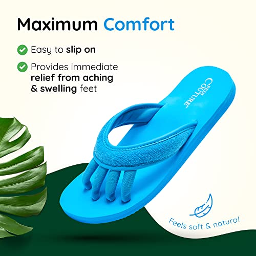 Pedicure Sandals with Built In Toe Separators for Women - Comfortable Spa Style Flip Flops for Home, Salon, Yoga & Gym Use - Ideal for Nail Drying & Foot Wellness (Turquoise-S)