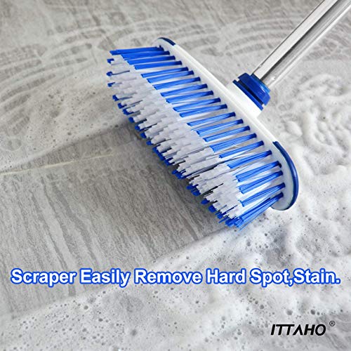 ITTAHO Multi-Use Floor Scrub Brush with Long Handle,Extendable Grout Cleaner Brush for Tile Floor,Deck,Patio,Marble,Garage,Kitchen,Bathroom,Extra Small Deep Cleaning Brush