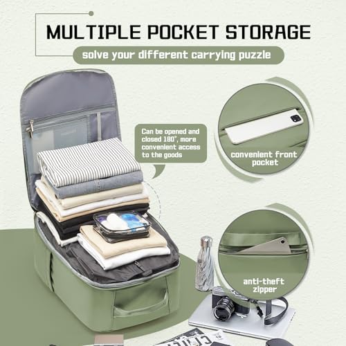 Vacuum backpack travel with pump, Travel Backpack with Vacuum System,Carry on Personal Item Bag 17×10×9 United Airlines Flight Approved Hand Luggage - Green4