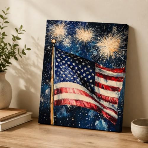 Image of Americana Flag Canvas Print Picture Wall Art for Home Decor