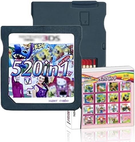 DS Game, 520 in 1 Game Cartridge Multicart, Game Pack Card Super Combo for DS DSL DSi 3DS 2DS XL/LL