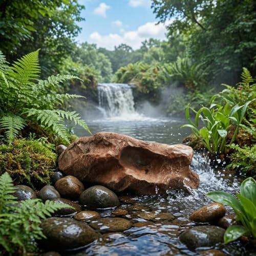 Roca artificial marrón de 30cm para decorar un jardín natural 4