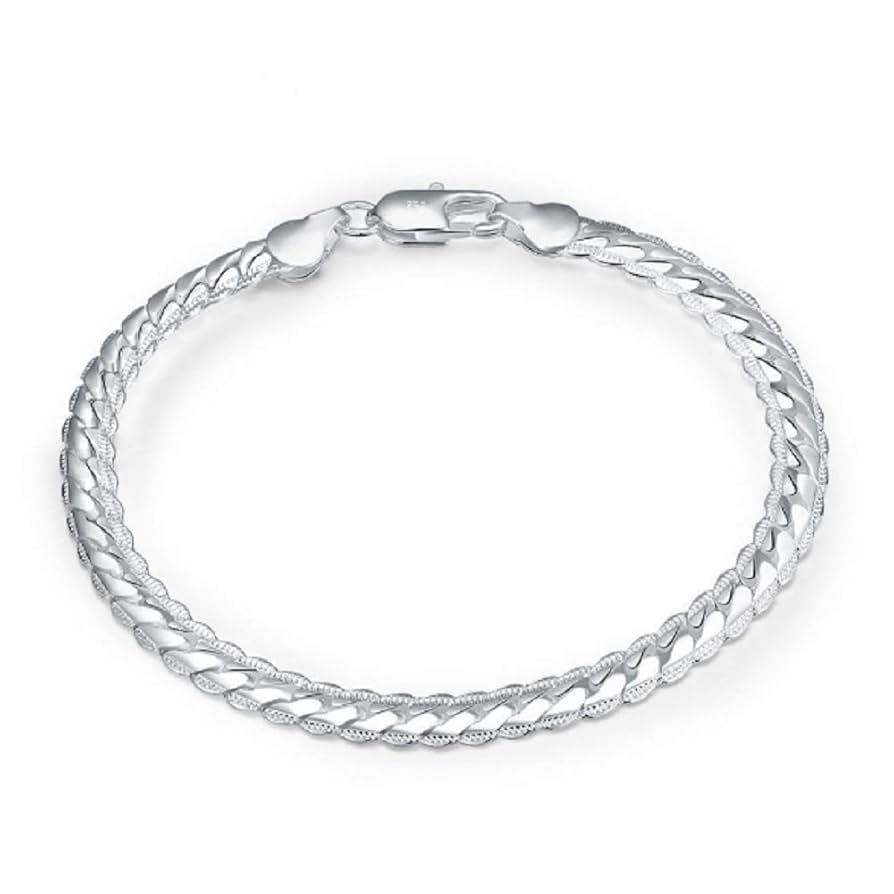 アクセサリー FIFTH SILVER Silver Bracelet Small Amazon.com: Lzz 925 Sterling Silver Bracelet Italy 5mm Solid