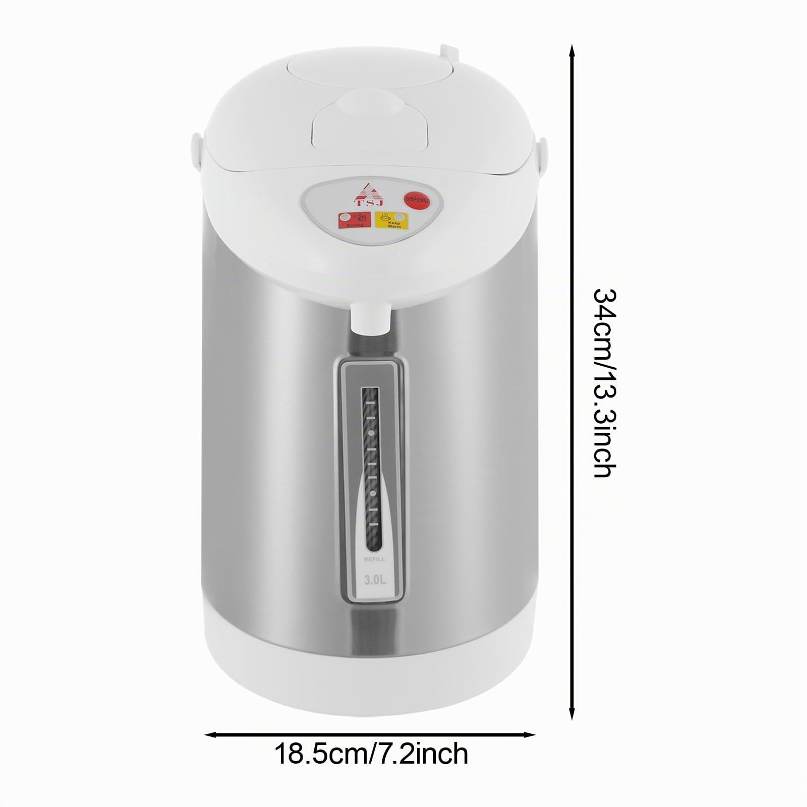 Thermopot 3 l, 750 W, erogatore di acqua calda in acciaio inox, con controllo della temperatura, 90 °C, 24 ore, funzione di mantenimento del calore, bollitore elettrico, con tre metodi di