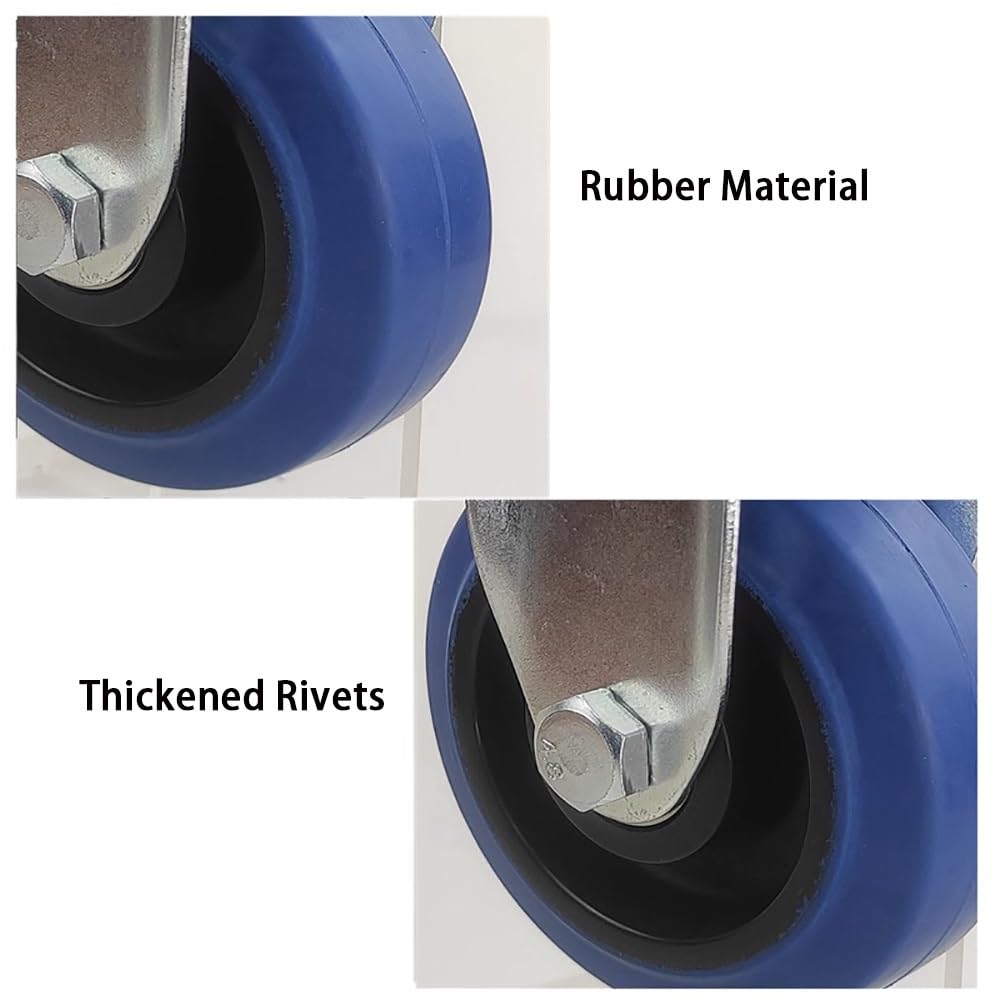 Set di 4 Ruote Stelo Filettato M10, Ruote in Gomma 3/4 Pollice, Ruote Silenziose Pivottanti con Freni per Mobiletti, Tavoli, Armadi(with Brake,3 inch)