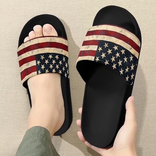 Mens Father Slides Sandals Slip On House Slippers Comfortable Athletic Anti-Slip Slides for Walking Beach US 5-14 Black Sole3