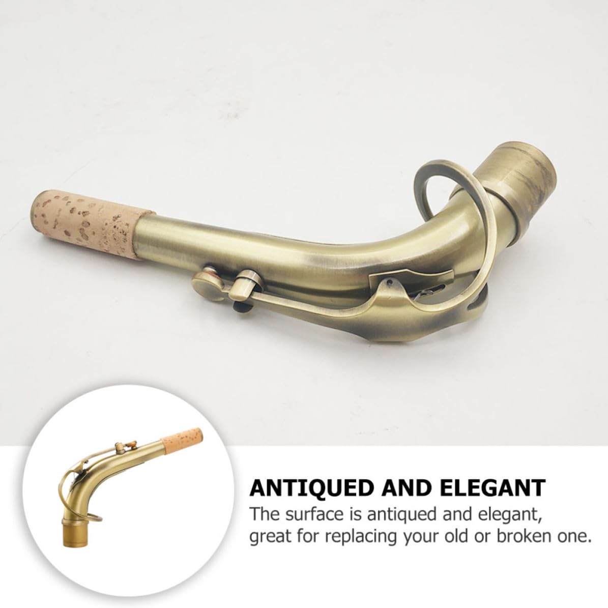 Luxshiny Saxophonzubehör Saxophon Anschlusshals aus Messing 24,5mm Durchmesser Gebogener Hals mit Transparentem Ton und Praktischer Anwendung für Altsaxophon