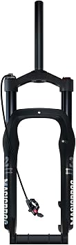 4.0 Fat Tire Mountain Bike Suspension Fork 20 26" Snow Beach Electric Bike Air 1-1/8" Straight Disc Brake Front 120mm Travel 9 * 135mm QR Manual Lockout Straight-Remote, 20"