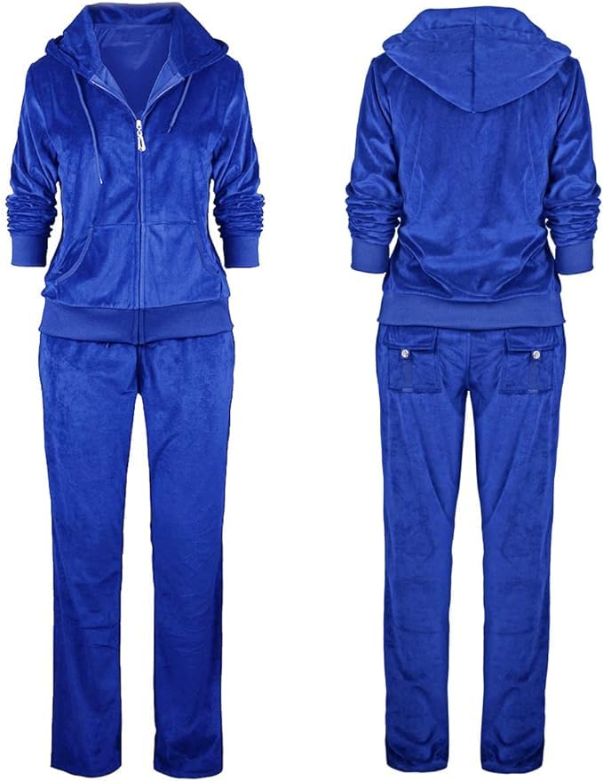 Image of LeeHanTon Sweat Suits for Women Set Comfortable Sweat Outfits Workout Suit Zip Velour Hoodie and Jogger Sport Suit