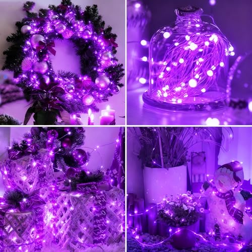 Image of 12 Pack Fairy Lights Battery Operated - 7ft 20 Led Twinkle Lights 3 Modes, Bulk Mini String Lights Waterproof for Halloween Holiday Mason Jars DIY Party Decoration Christmas-Purple