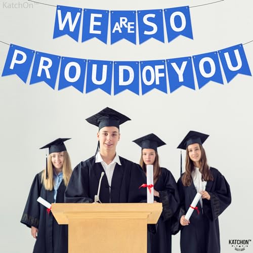 Image of KatchOn, We are So Proud of You Banner - Huge, 10 Feet, No DIY | Congratulations Banner for Blue and White Graduation Decorations 2026 Graduation Banner for Congratulations Decorations