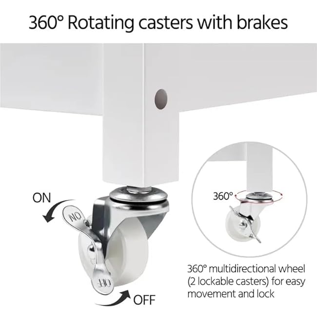 Wooden Kitchen Cart with Storage Shelves and Drawer Multi-Purpose Rolling Kitchen Furniture Rolling Storage Cart-QNjjjVol