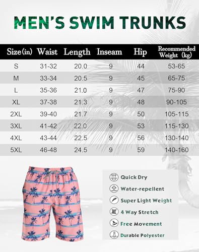 Aptro Men'S Quick Dry Swim Trunks Palm Swimwear Beach Board Shorts Aps01 Pink L thumb #5