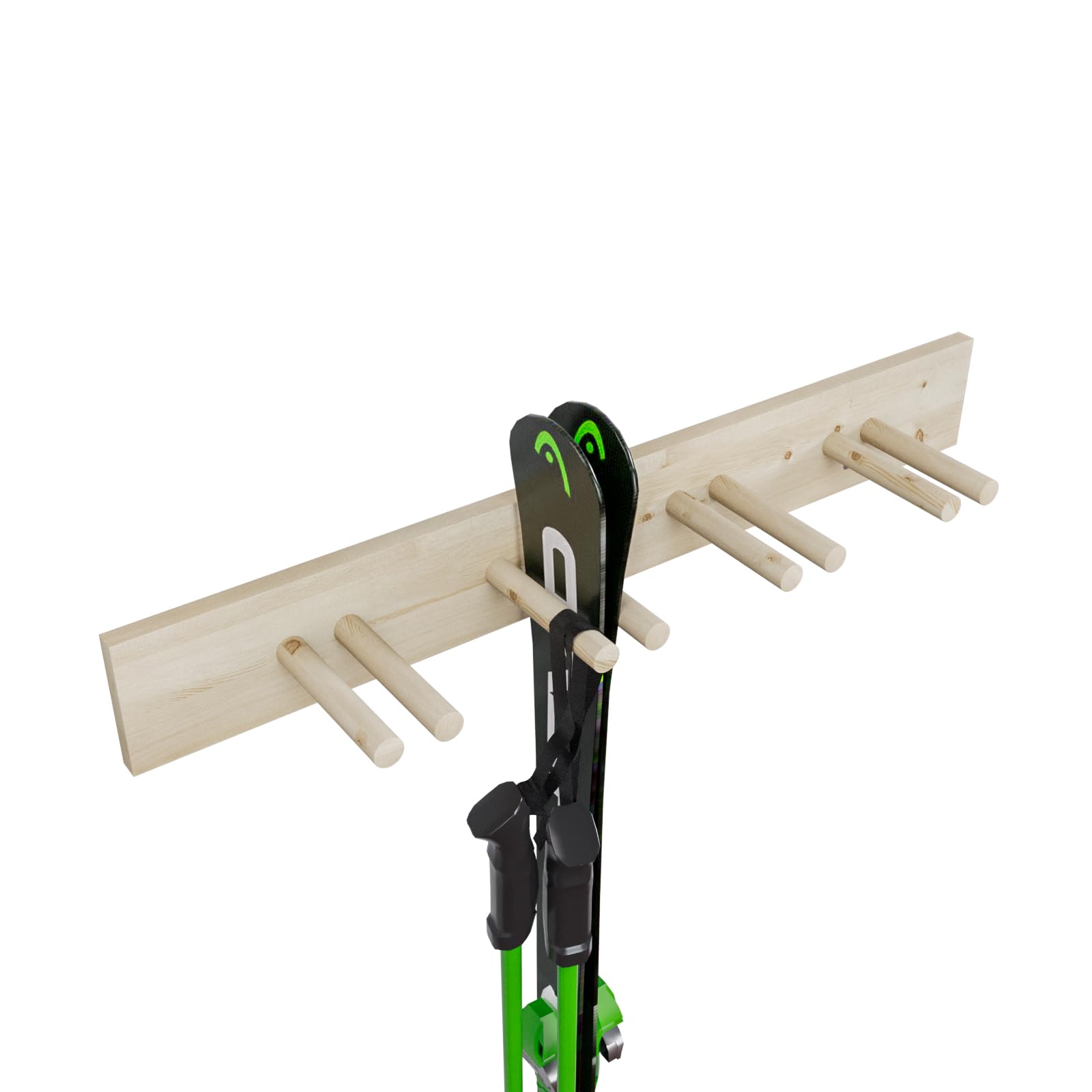 QLS Wand Skihalterung für 4 Paare 90 cm Nordic Walking Trekking Stöcke