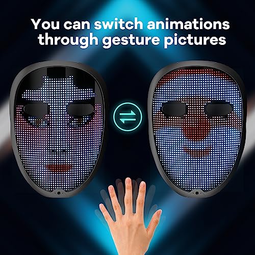 AIGLUN LED Face Transforming Mask with Gesture Control Fun - Cool stuff Halloween Cosplay and Christmas Parties4