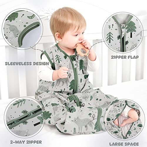 Image of Yoofoss Baby Sleep Sack 6-12 Months Baby Wearable Blanket 100% Organic Cotton 2-Way Zipper Toddler Sleeping Sack, 3 Pack Soft Lightweight Sleep Sacks for Babies