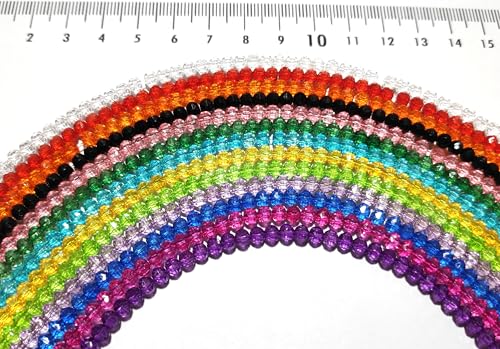 Image of GoSetGet! 4mm Rondelle /Tire (1000 Pcs) LITE Blue Crystal Macrame Plastic Beads for Arts, Crafts & Decoratives-High Sparkle Cutting Crystal Beads for Macrame, Jhula, Torana, Jhumar (LiteBlue)