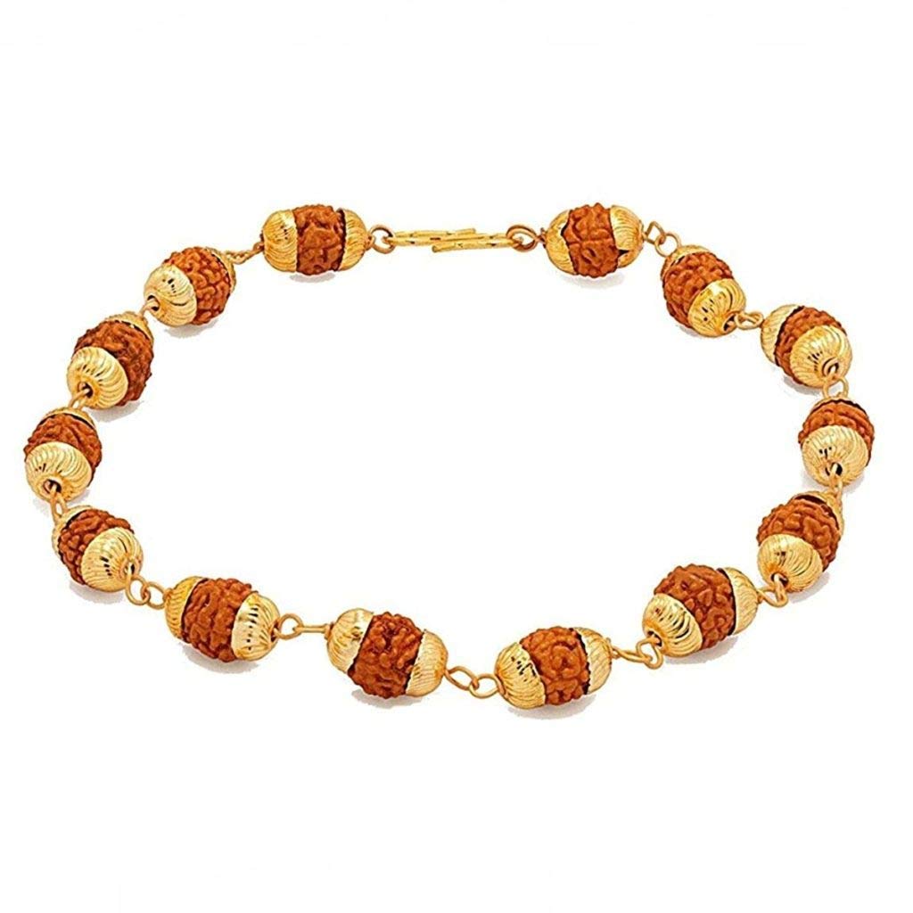 RUDRADIVINE Rudraksha Bracelet Golden Cap Original Rudraksha Beads/Stylish Rudraksha Bracelet Self Certified For Unisex Adult (B07D5CN5MN) Amazon Price History, Amazon Price Tracker