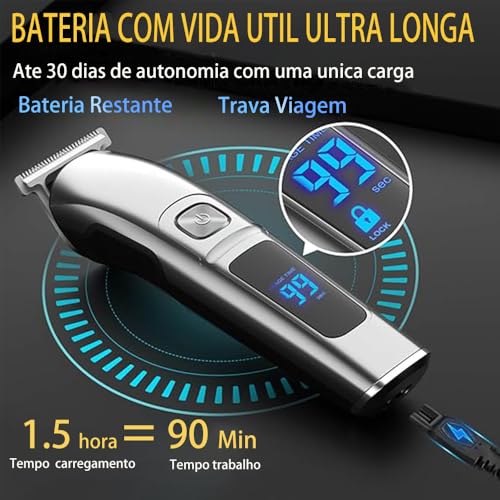 Aparador de Pelos, Aparador Barba Para Homens, Aparador de Barba Elétrico à Prova Dágua, Barbeadores
