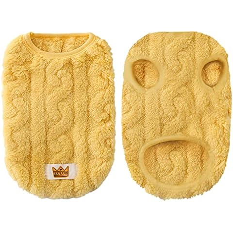 Loyanyy Winter Dog Vest Warm Plush Cat Clothes Soft Kitten Puppies Apparel for Cold Weater Cute Stretchy Dog Outfits Yellow Small Cover
