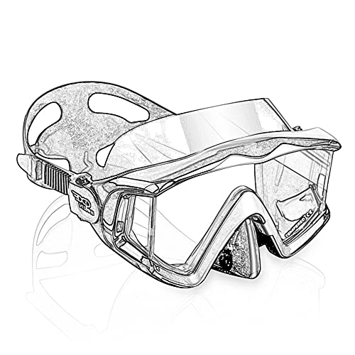 Image of Adult Pano 3 Scuba Diving Mask, Tempered Glass Snorkel Mask Anti-Fog Swim Mask No Leakage Swim Goggles with Nose Cover Snorkeling Gear for Snorkeling, Freediving, Swimming