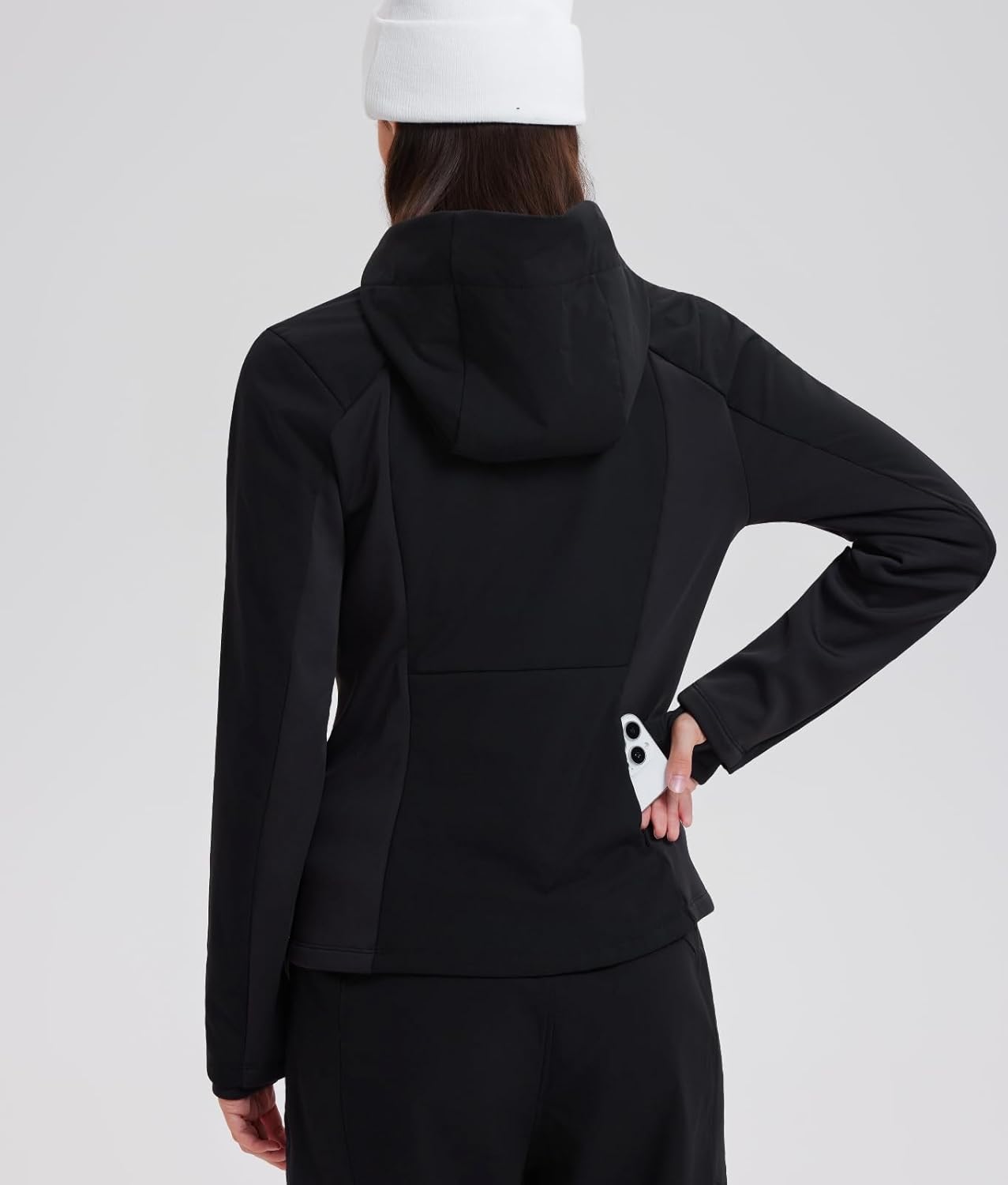 Mudere Women's Softshell Jacket with Hood Fleece Lined Warm Lightweight Windbreaker Waterproof Coat for Outdoor Hiking - Image 6