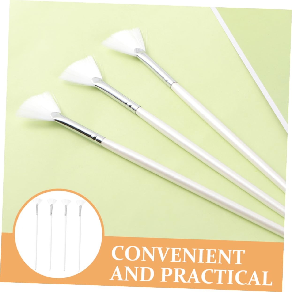 4pcs Fan Shaped Facial Mask Brushes Long Handle Makeup Applicator Tools for Women Multi-use Cosmetic Brushes for Facial Treatments