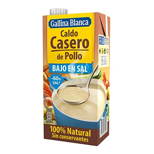GALLINA BLANCA Caldo Casero de Pollo Bajo en Sal 100% Natural | Sin Gluten, Sin Conservantes, Bajo en Sal - 1L