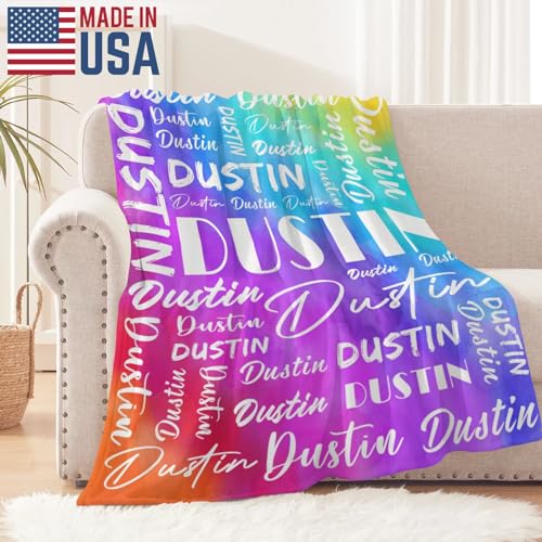Name Blanket Personalized Name Blanket Customized Blanket with Name Text for Adult Kid Birthday Christmas Mothers Fathers Valentines Day Gift