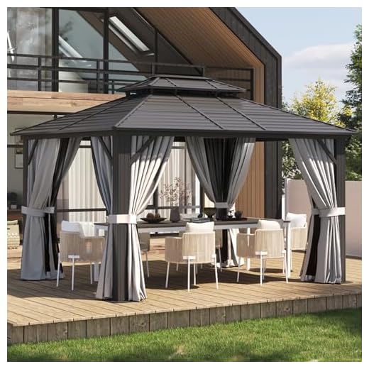 Best umbrella brand double later Aoxun 10'x12' Hardtop Backyard Gazebo