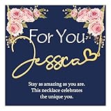 YINSHIFU Custom Name Necklace Personalized Nameplate Necklace with Heart 18K Gold Plated Pendant Jewelry Gift for Women (Jessica)