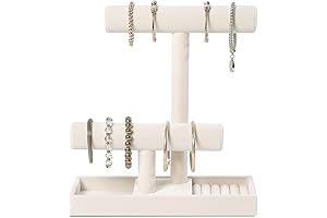 ByKen Multi-Functional 2 Tier Jewelry Holder, Necklace Bracelet Holder with Earrings Rings Tray