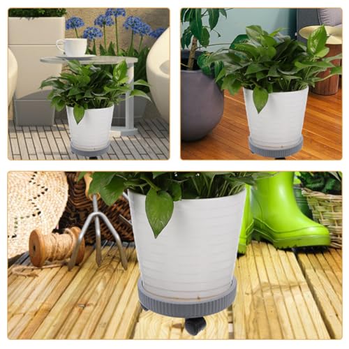 Support pour pot de fleurs à roulettes en plastique robuste rond
