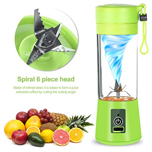 Portable Mini Juice Multi-Function USB Charging Juice Cup Fruit Electric Juice Mixing Cup(Green) by EXABLAST - Image 3