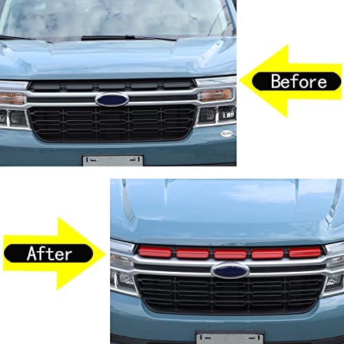 Image of Ford Maverick 2022 Front Bumper Grille Covers - Compatible Mesh Inserts Trim, Clip-in Grille Guard, Air Inlet Vent ABS Accessories
