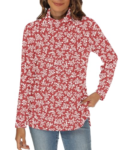 Image of Women Sweaters Turtleneck Long Sleeve Tunic Tops Fall Lightweight Pullover Sweater