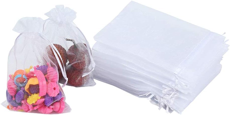 BUTTFLY 100PCS 4x6" Sheer Organza Bags,White Organza Wedding Favor Bags with Drawstring,Jewelry,Festival, Party Festival Gift Bags Candy Bags: Health & Personal Care