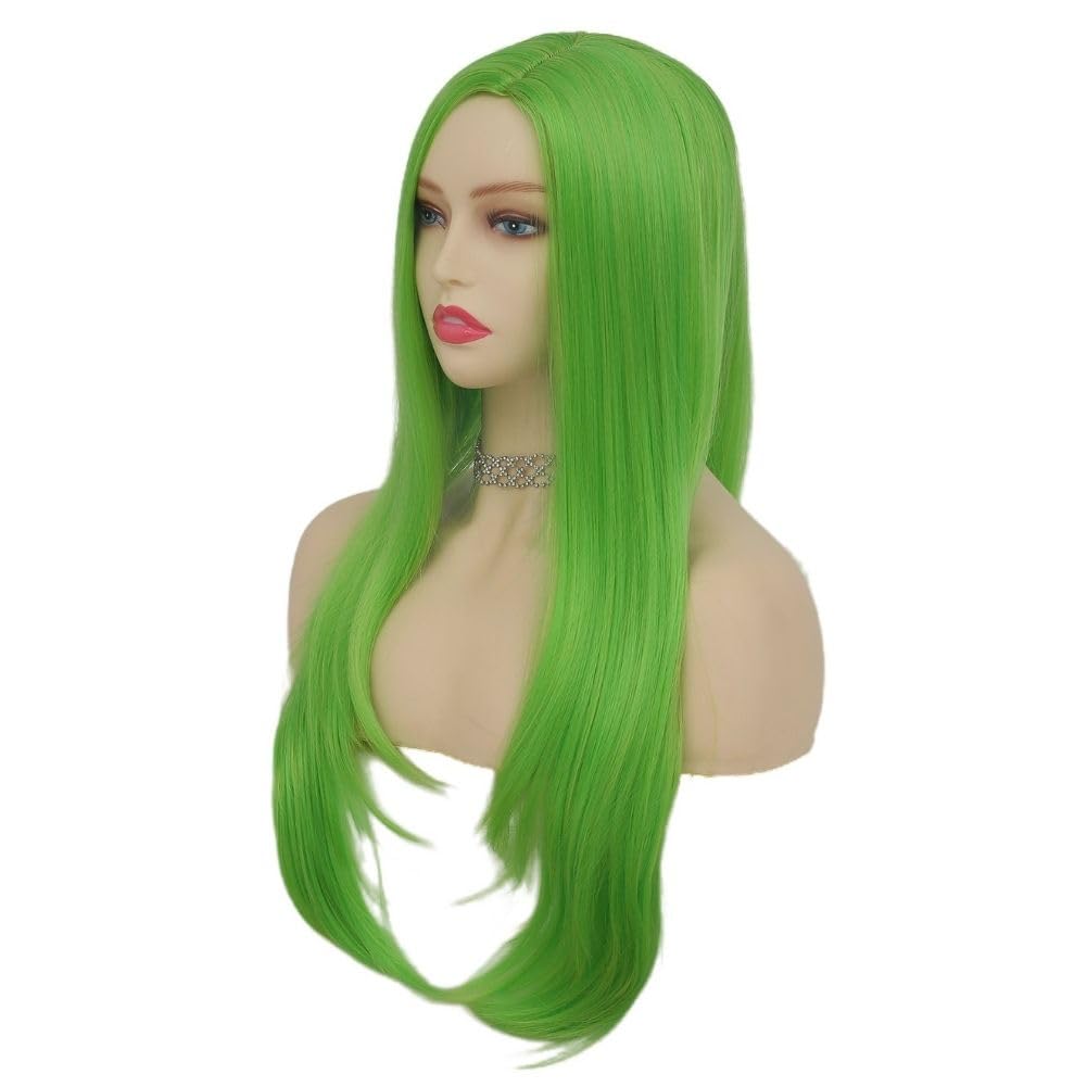 Salaibs Green Straight Long Wigs for Women Side Part Cosplay Wig Heat Resistant Synthetic Fiber Hair Wig for Halloween Costume Party Use - Image 3