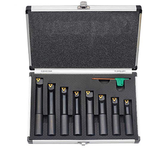 Oscarbide 3/4 Inch Shank Indexable Boring Bars 8 Pieces/Set,90 Degree Round Shank Boring Bars With Indexable Carbide Inserts 4 Pieces Tcmt21.51 & 4 Pieces Tcmt221 cover