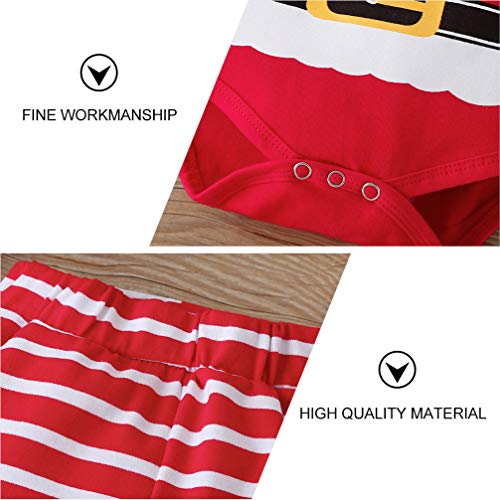 ABOOFAN 3 Stks Voor 1 Set Baby Santa Outfit Pasgeboren Baby Baby Jongen Meisje Kerst Outfits Baby Romper Met Kerstman Hoed Kerst Kostuum Pak Foto Props L - Afbeelding 7