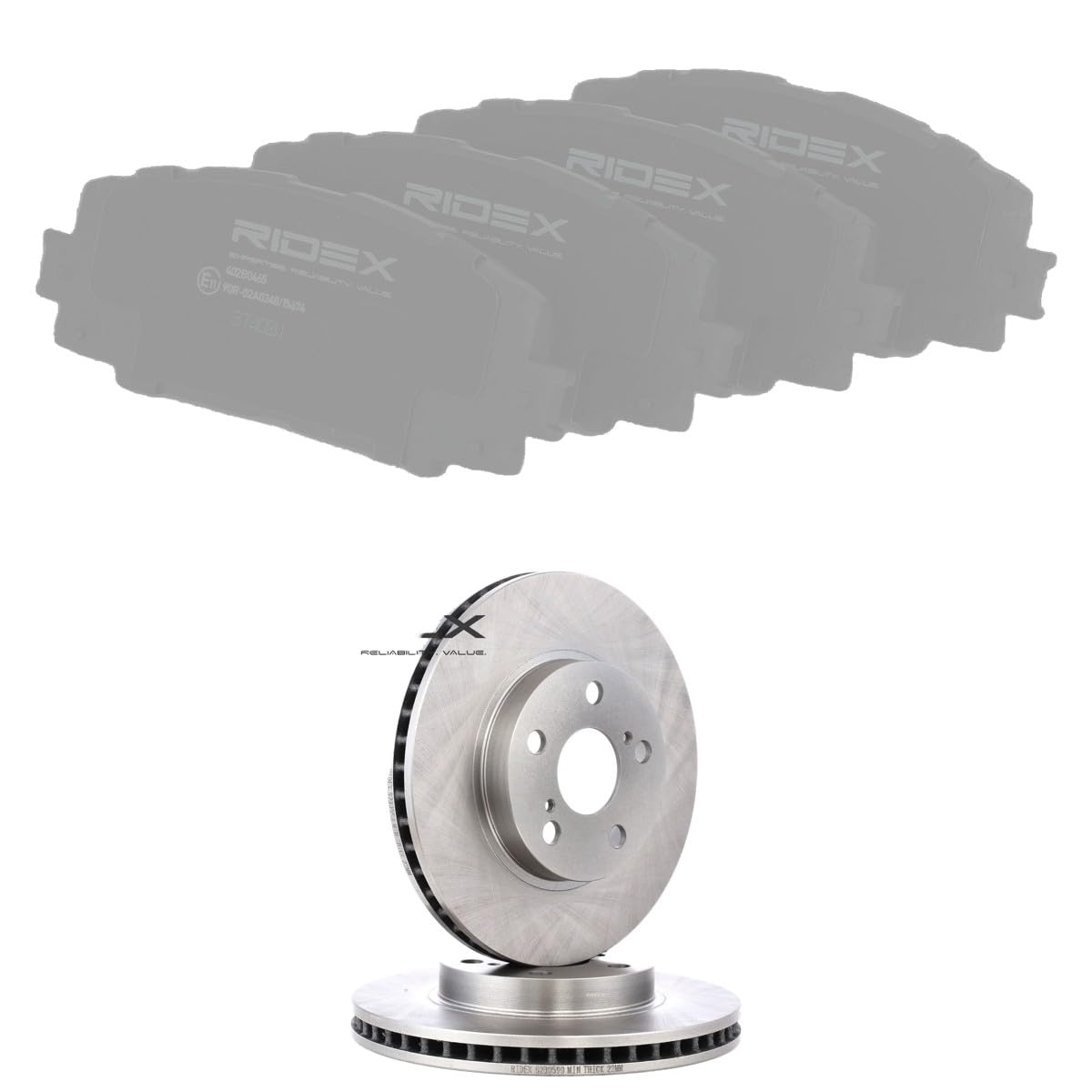 RIDEX 3405B2811 Juego para eje Kit de discos de freno y pastillas Delantero sin tornillos compatible con TOYOTA PRIUS PLUS ZVW4