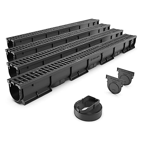 Vodaland - 3 Inch Trench Drain System with Outlet! - Black (4) Cover