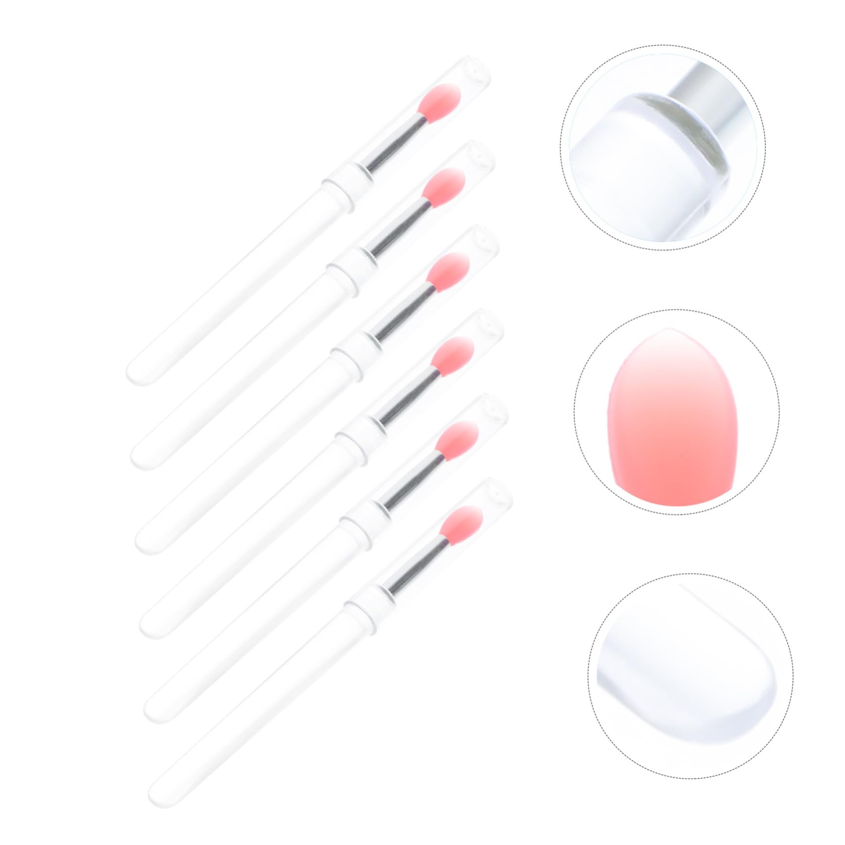 TOVINANNA 6pcs Silicone Lip Brush Set Makeup Use Lipstick Pen Lip Mask Brush Eye Shadow Applicator Easy to Carry Travel Size for Cosmetics