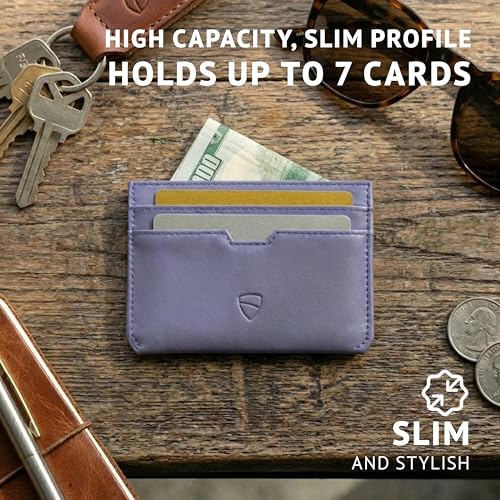 Image of Vaultskin MOORGATE Slim Card Holder - Minimalist Leather Wallet with RFID Blocking, Front Pocket Credit Card Case for Men & Women