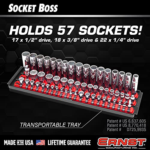Ernst Manufacturing 18-Inch Red Socket Boss, 3-Rail Premium Multi-Drive (1/4", 3/8" - Image 3