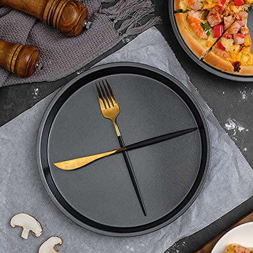 QANYEGN 10 Inch Pizza Pan, Dishwasher Safe Round Sandwich Pan, Carbon Steel Round Pizza Pan for Oven Baking Pies Cakes Bread - Image 2