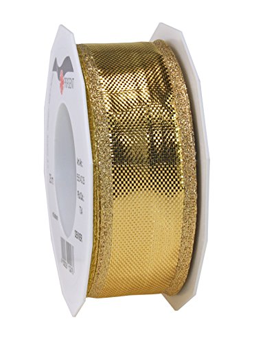 Präsent - Denver Metallic look Ribbon Light Gold 25-m-Roll 40 mm width, 40mm - 25m