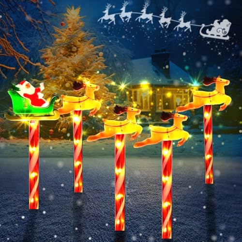 LED Gartenstecker Weihnachten,5 Stück Weihnachtsstecker Außen...